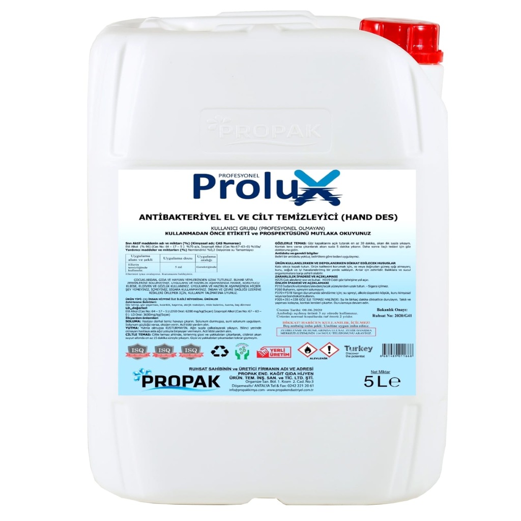 Prolux Antibakteriyel El ve Cilt Dezenfektanı 5 L