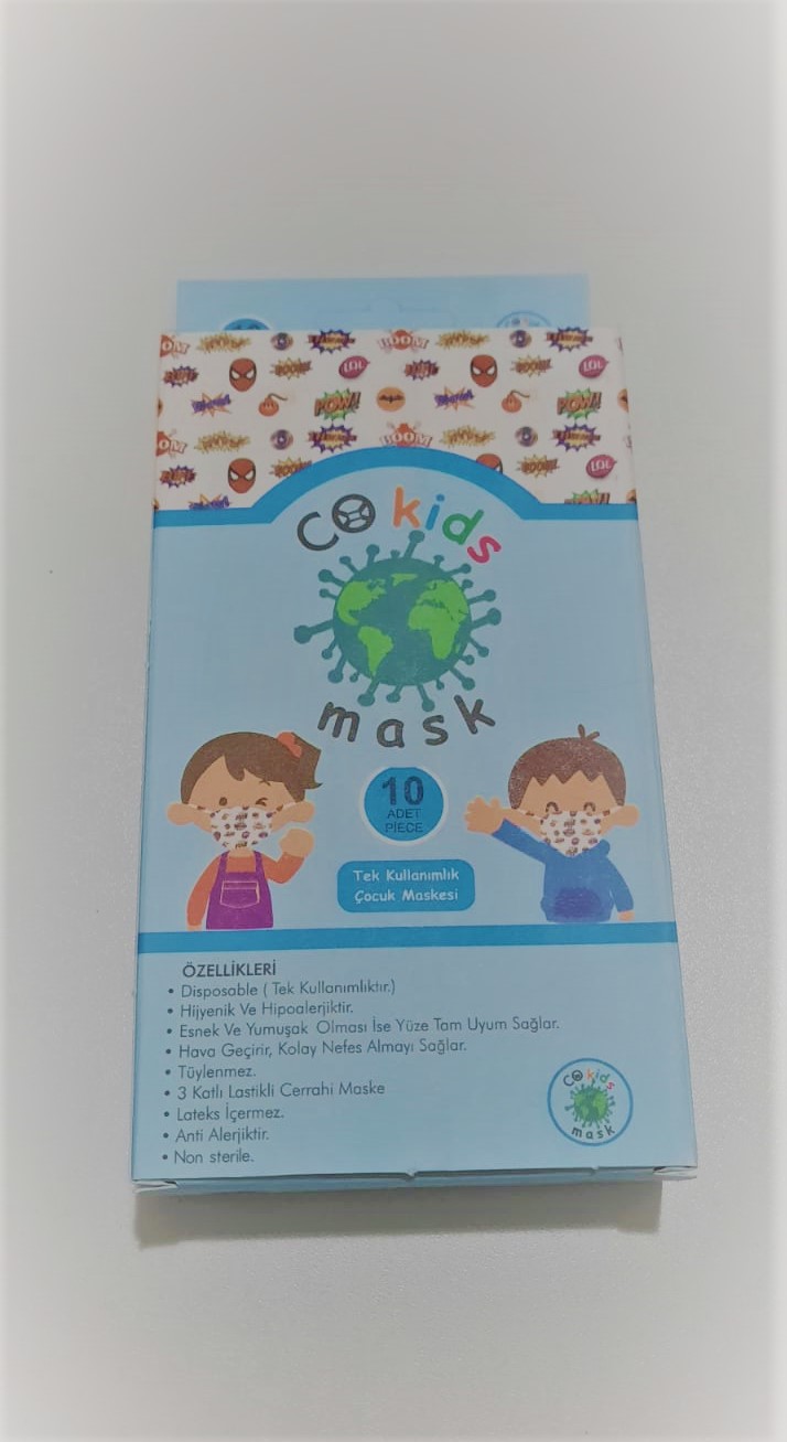 CO-KIDS Erkek Çocuk Maskesi / Desenli-Kutulu