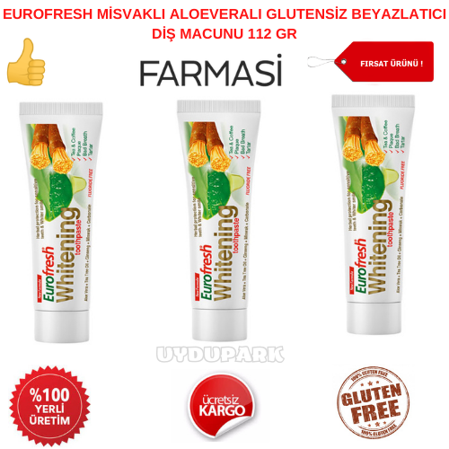 Farmasi Eurofresh Aloe Veralı Misvaklı Beyazlatıcı Diş Macunu 3 x 112 G