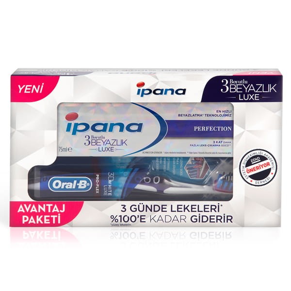 ipana 3D whıte luxe+Oral-B black çok yönlü diş fırçası hediyeli