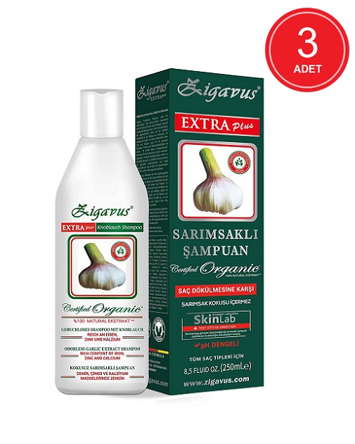Zigavus Extra Plus Saç Dökülmesine Karşı Kokusuz Sarımsaklı Şampuan 3 x 250 ML