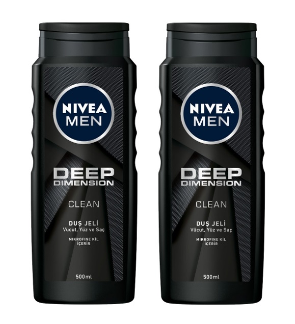 NIVEA Men Deep Dimension Erkek Duş Jeli 500 ml x2 Adet
