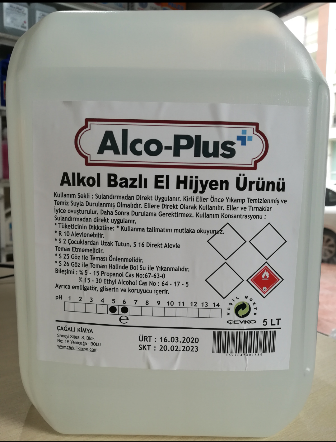 ALCO-PLUS ALKOL BAZLI EL HİJYEN ÜRÜNÜ (DEZENFEKTAN)5LT