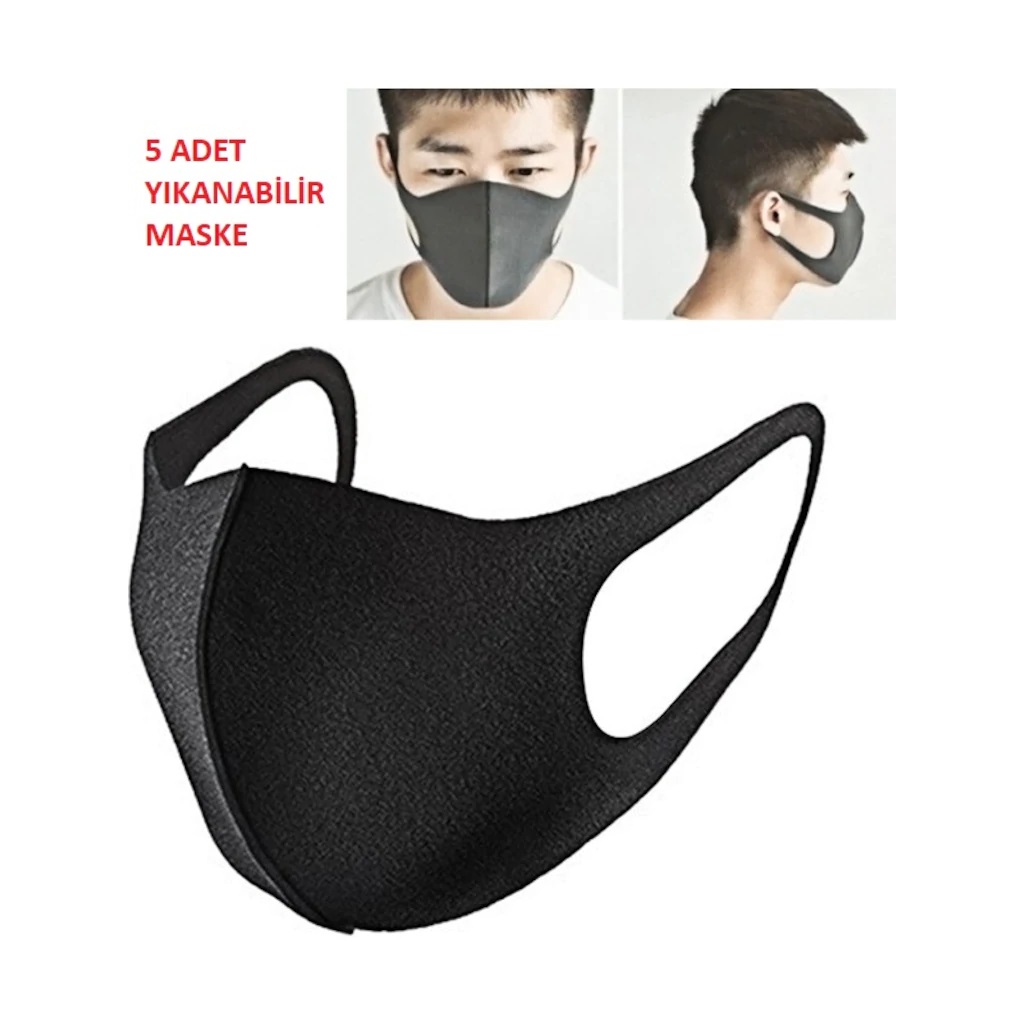 5 li Yüz Ağız Maskesi - Kadın Erkek - Yıkanabilir Koruyucu Maske