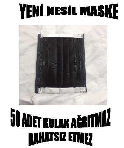 50Adet Lastikli Burun Telli-Telsiz 3Katlı FULL ULTRASONİC  Maske