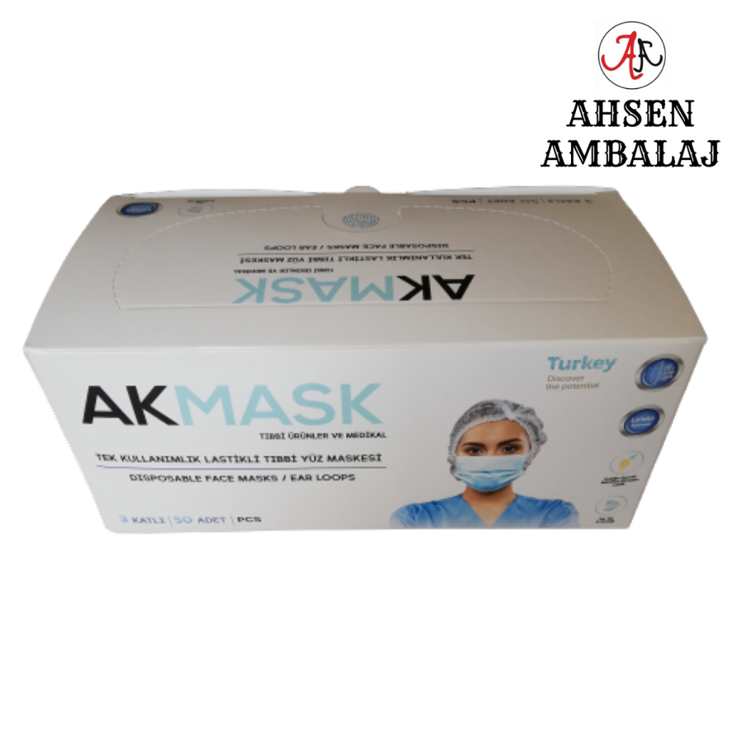 Akmask Tek Kullanımlık Lastikli Tıbbi Yüz Maskesi