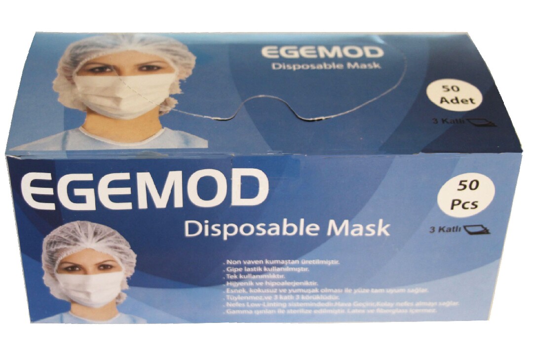 Burun Telli Full Ultrasonik 3 Katlı Cerrahi Maske Sterilize 50'li