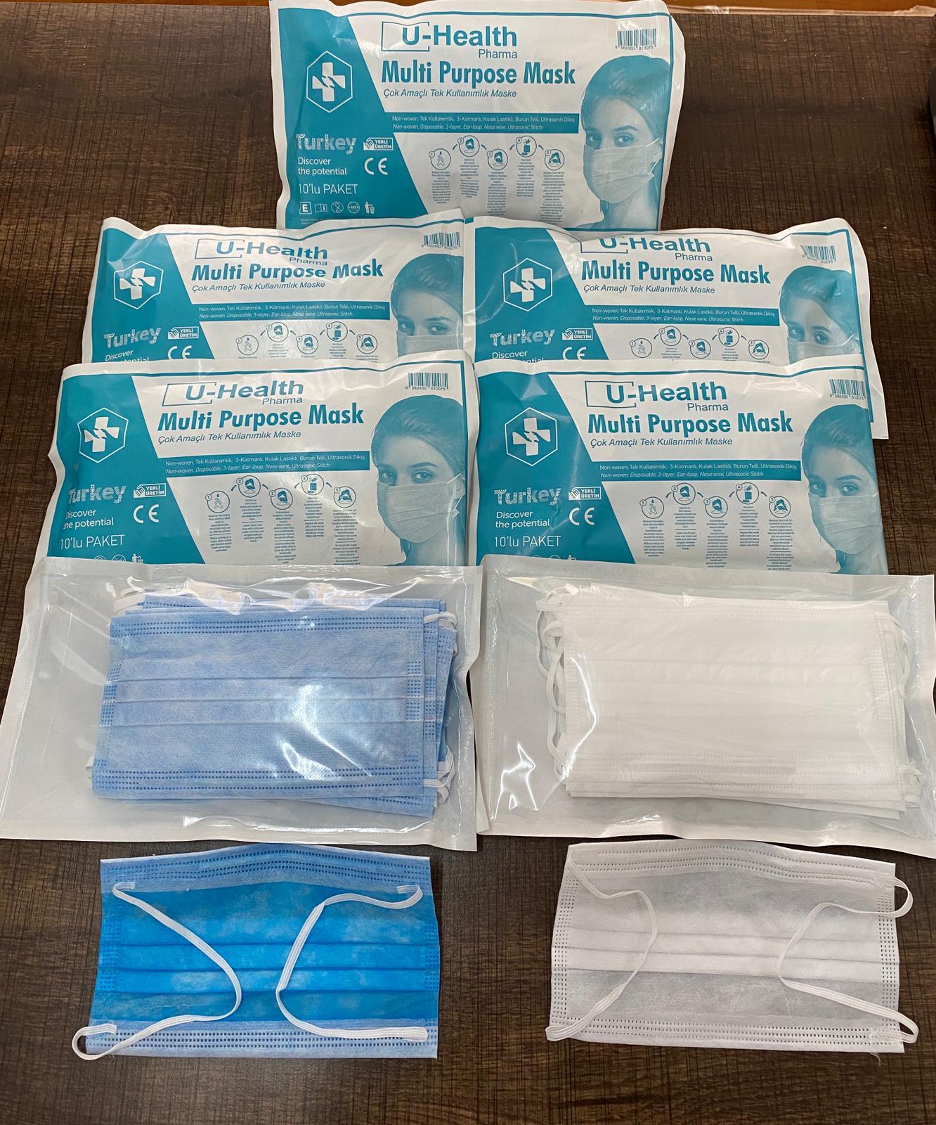 U-Healthpharma Steril  Cerrahi Maske 10'lu Paketlerde 50 Adet