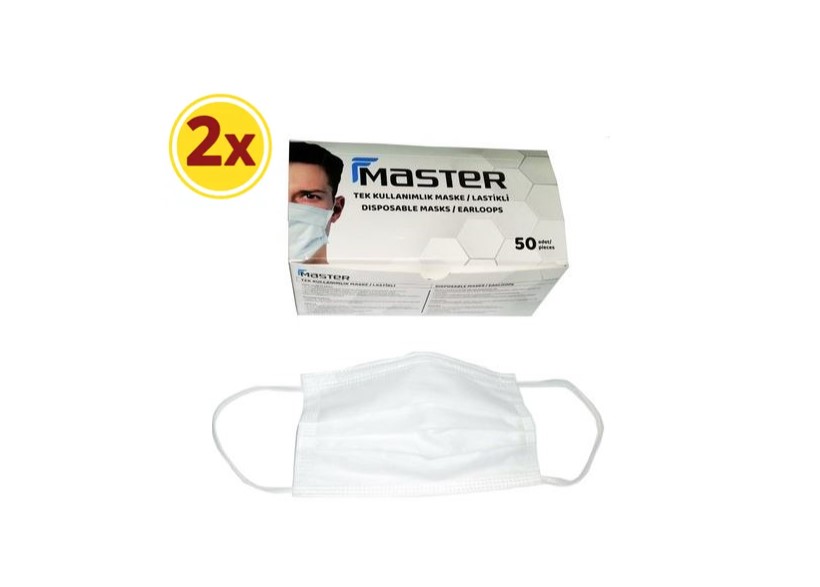 Master Tek Kullanımlık Beyaz Maske 50 Adet X 2 Paket