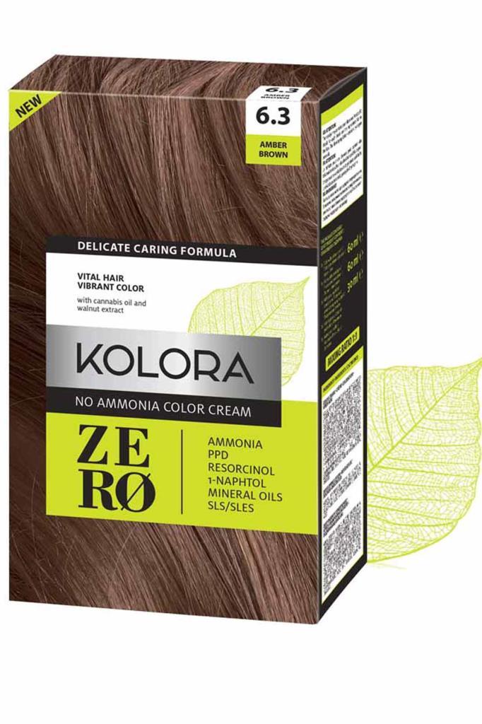 Kolora Zero Amonyaksız Krem Saç Boyası Amber Kahverengi 6.3