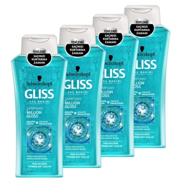 Gliss Million Gloss Şampuan 400 ml 4 Adet