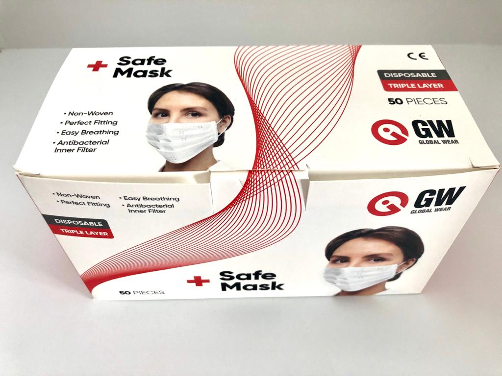 GW Cerrahi Yüz ve Ağız Maskesi 3 Katlı  (50adet)