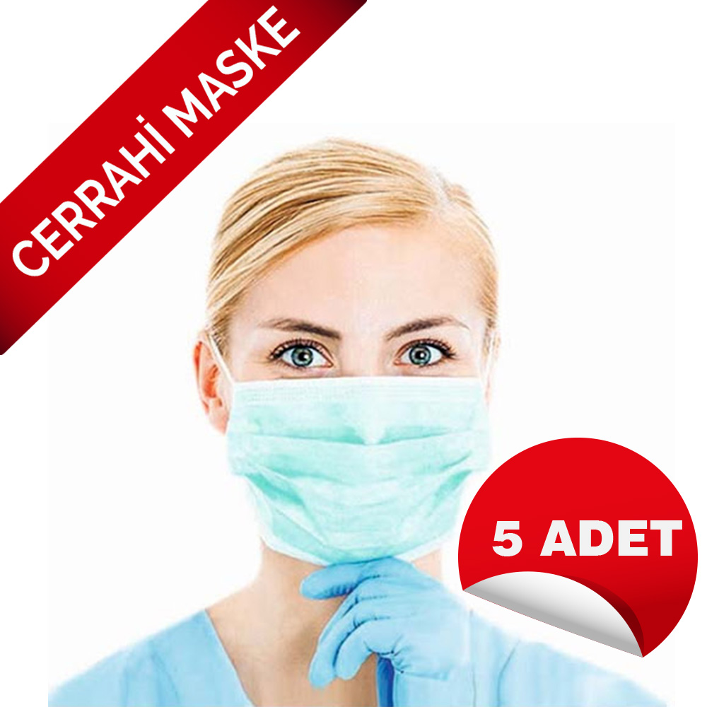 Üç Katlı Bağcıklı Cerrahi Ağız Maskesi 5 ADET