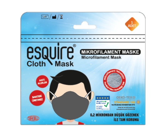 Esquire Yıkanabilir Maske 10 Adet Gri