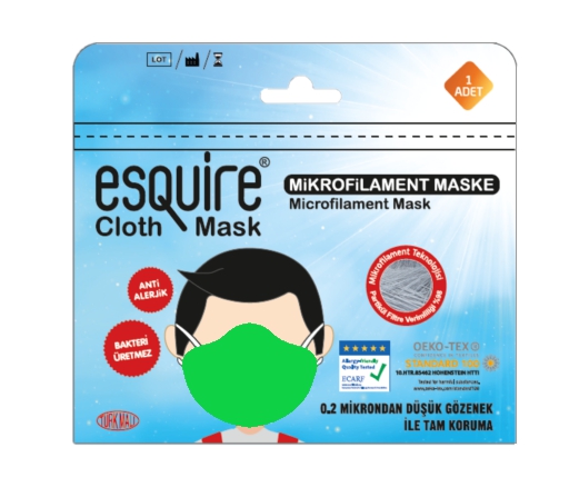 Esquire Yıkanabilir Maske 10 Adet Yeşil
