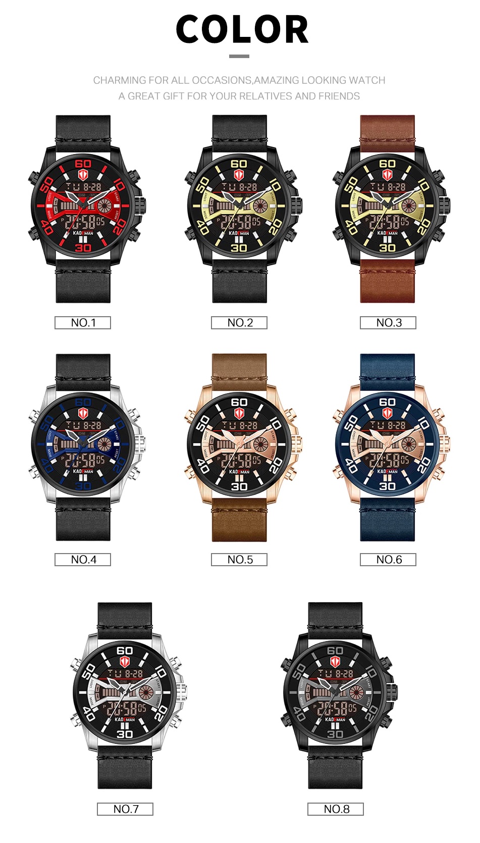 Kademan Fashion Brand Mens Watch Dual Display Sport Watches Stainless Steel Strap Lcd Date Digital Quartz Clock Erkek Kol Saati Quartz Watches Aliexpress