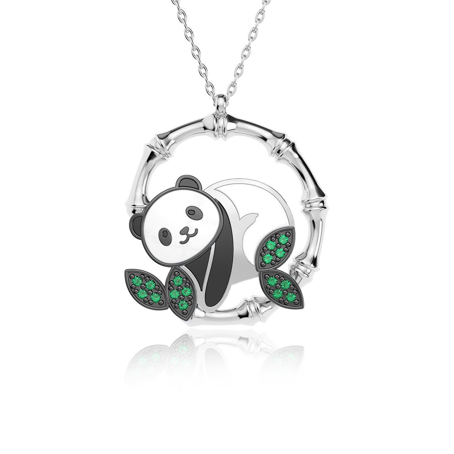 Mineli Panda Gümüş Kolye