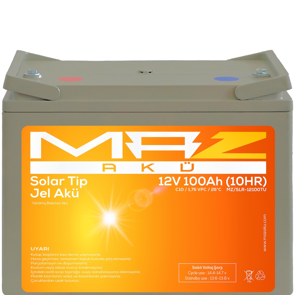 MAZ Akü 12 Volt 100 Amper Solar JEL Akü (Yeni Üretim)