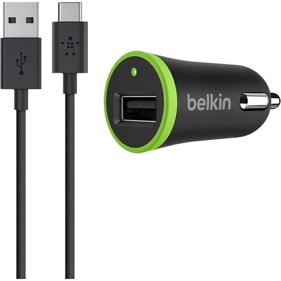 Belkin Type-C Siyah USB Araç Şarj Cihazı + USB-C Kablo(Ks5)