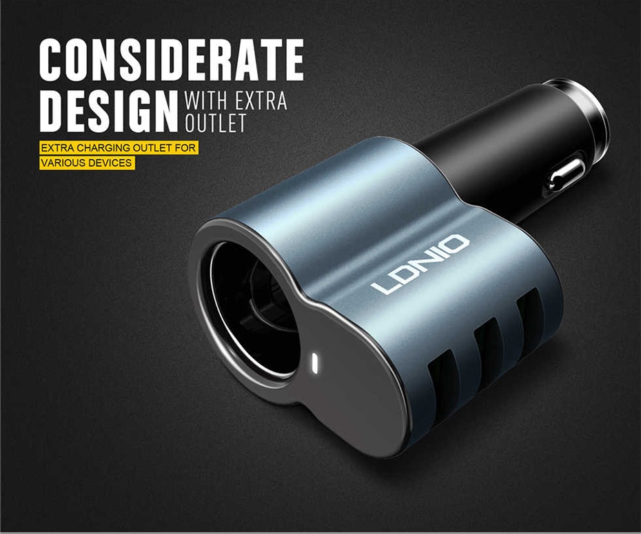 LDNIO Car charger with cigratte socket (2)