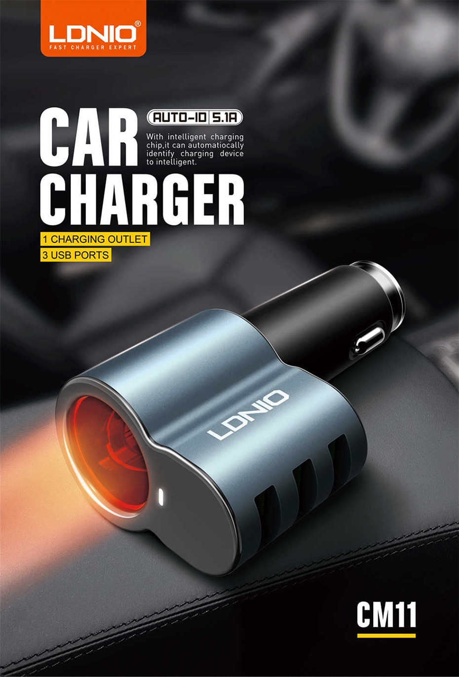 LDNIO Car charger with cigratte socket (1)