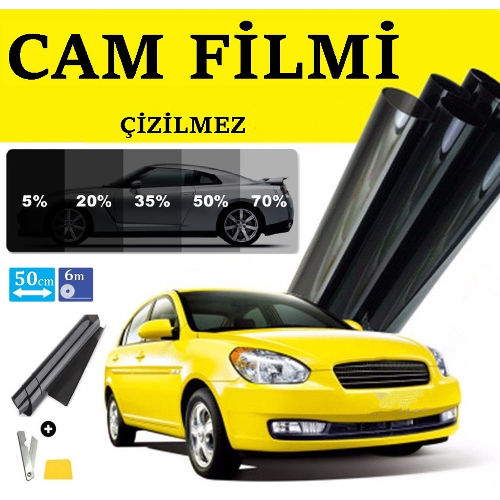 Oto Cam Filmi Çizilmez Siyah 6 Metre x 50 cm Aparatlı