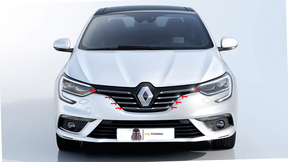 Renault Megane 4 Krom Ön Panjur  2016 ve Üzeri 5 Parça