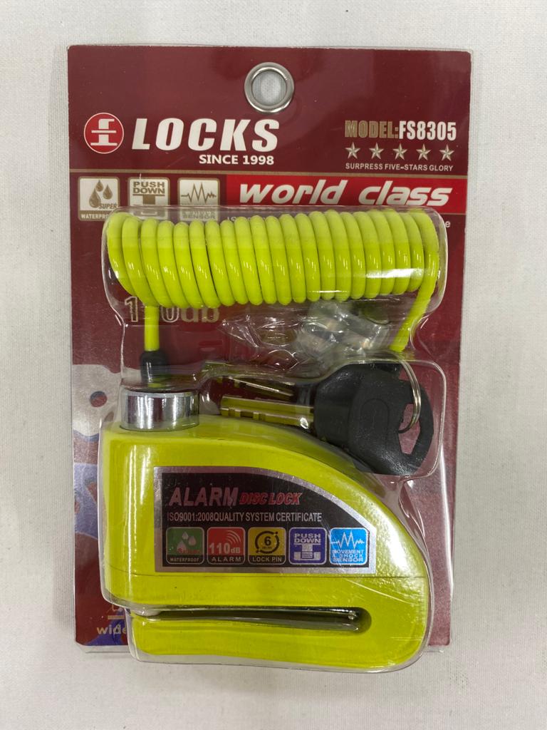 World Class Locks 110 Db Fosforlu Yeşil Alarmlı Disk Kilidi