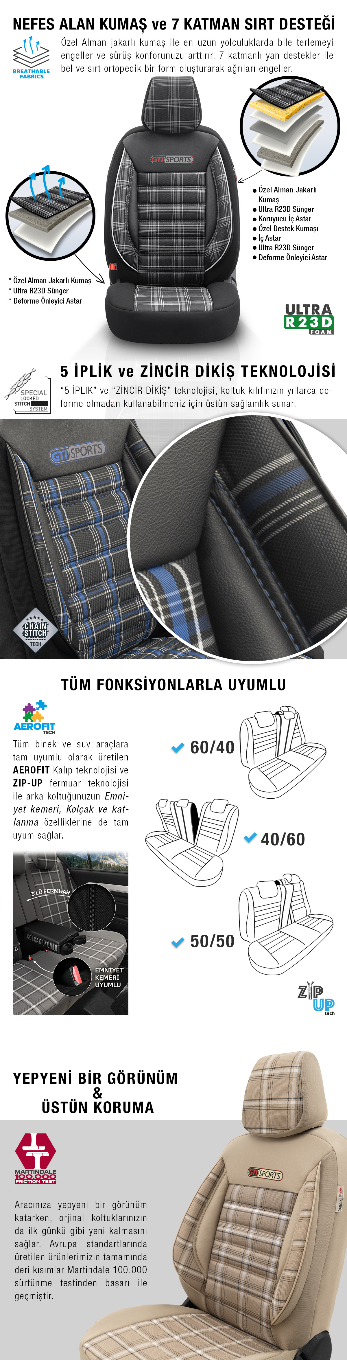 Otom Gti Sports Design Airbag Dikisli Ortopedik Oto Koltuk Kilifi Fiyatlari Ve Ozellikleri