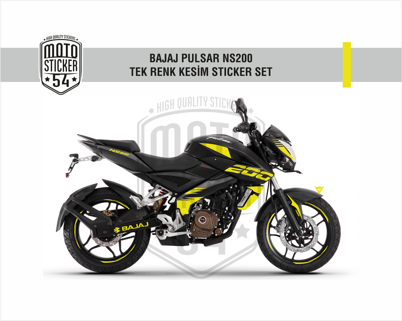 Bajaj Pulsar NS200 Tek Renk Kesim Motosiklet Sticker Set