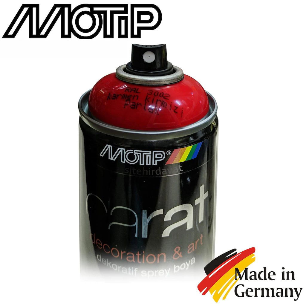 Motip Carat Parlak Ateş Kırmızı Sprey Boya - 400 ml RAL3000