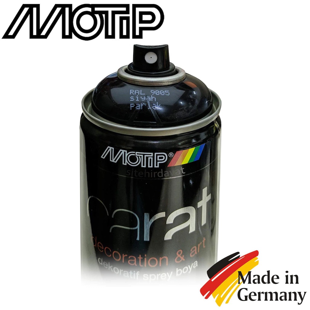 Motip Carat Parlak Siyah Sprey Boya - 400 ml RAL9005