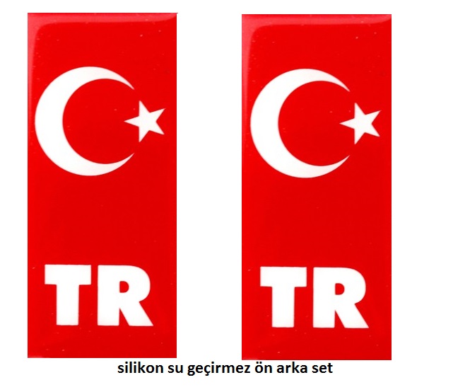 Türk Bayrağı Plaka Sticker Damla Etiket Tr Logo Pvc Plakalık Set
