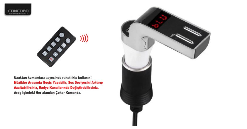 Araç Kiti FM Transmitter Bluetooth USB Mp3 Çalar Konuşma Şarj