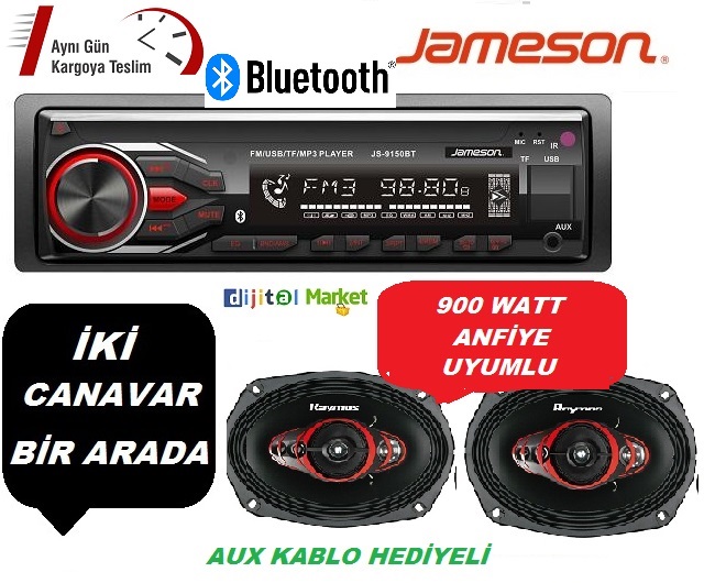 Jameson JS-9150BT Bluetooth Oto Teyp ve Raymos RYM-6910 Hoparlör