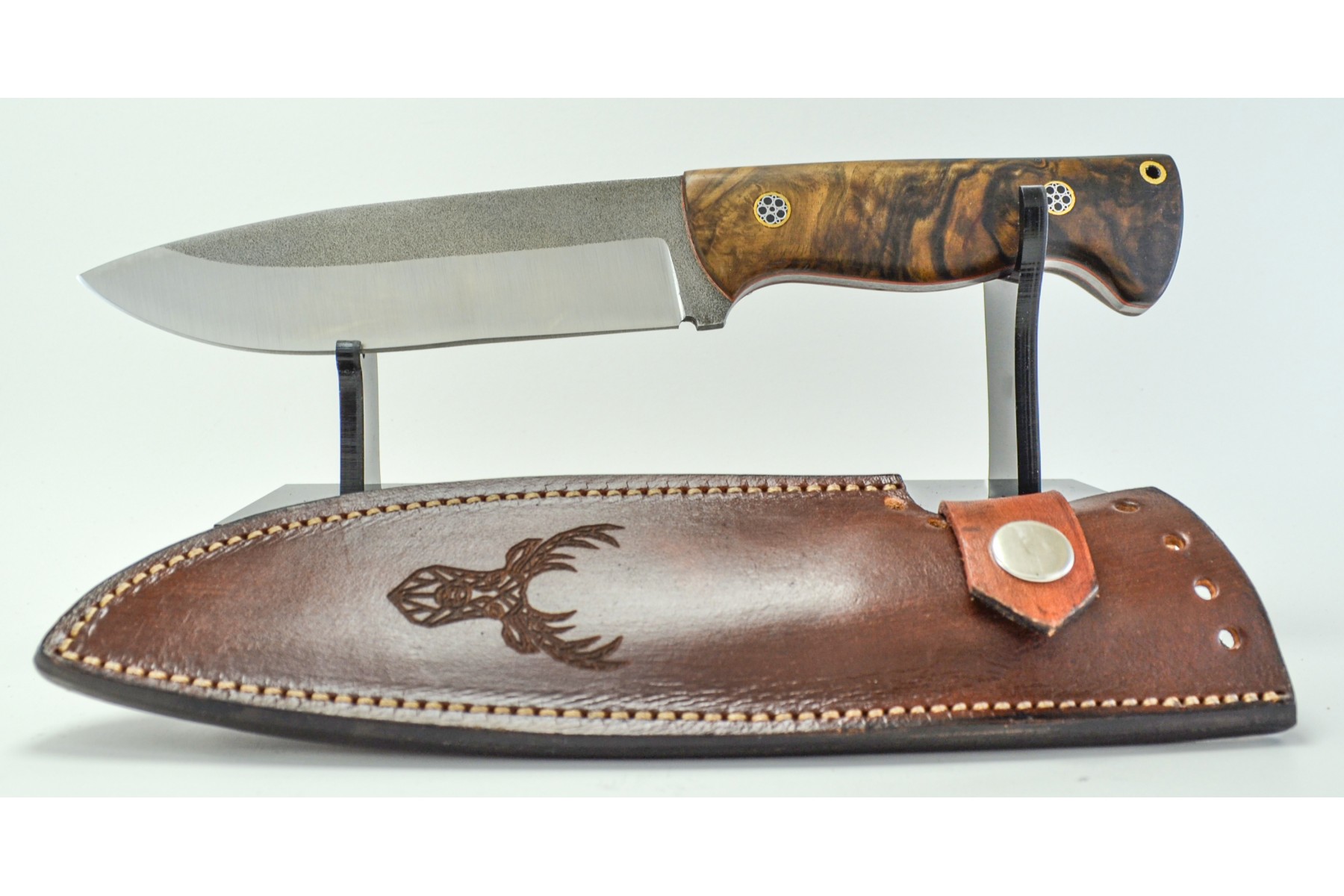 N690 çeliği av bıçağı kutu, stant ve kılıf hediyeli