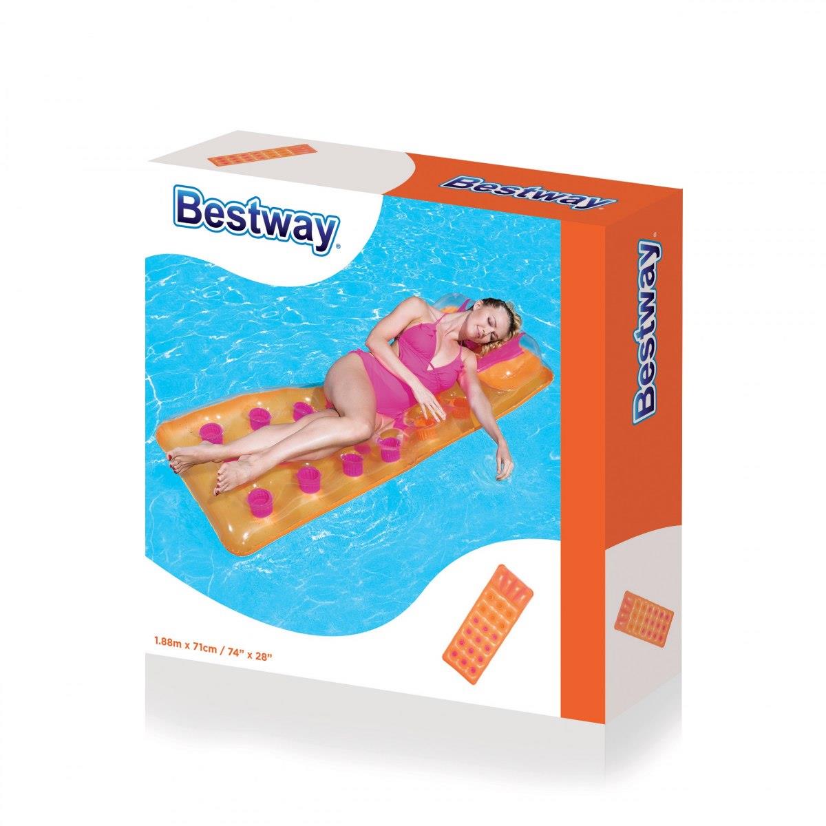 Bestway 43015 Yastikli Deniz Yatagi Sisme Yatak Bardakli Turuncu Fiyatlari Ve Ozellikleri