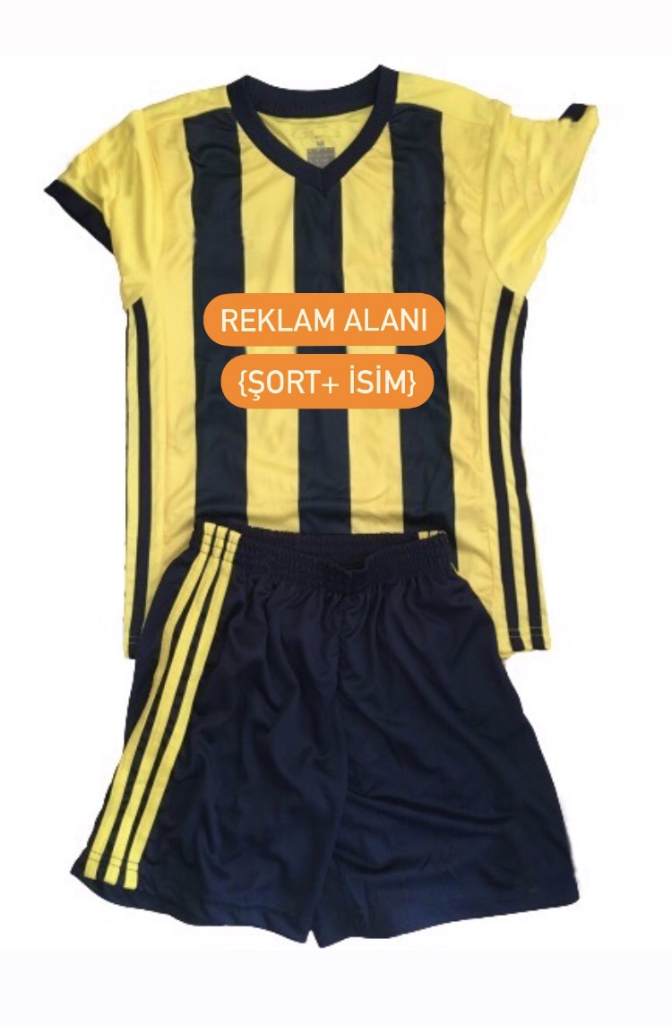 Kendin Tasarla Sarı Lacivert Fenerbahçe tasarım Forma+ Şort+ İsim