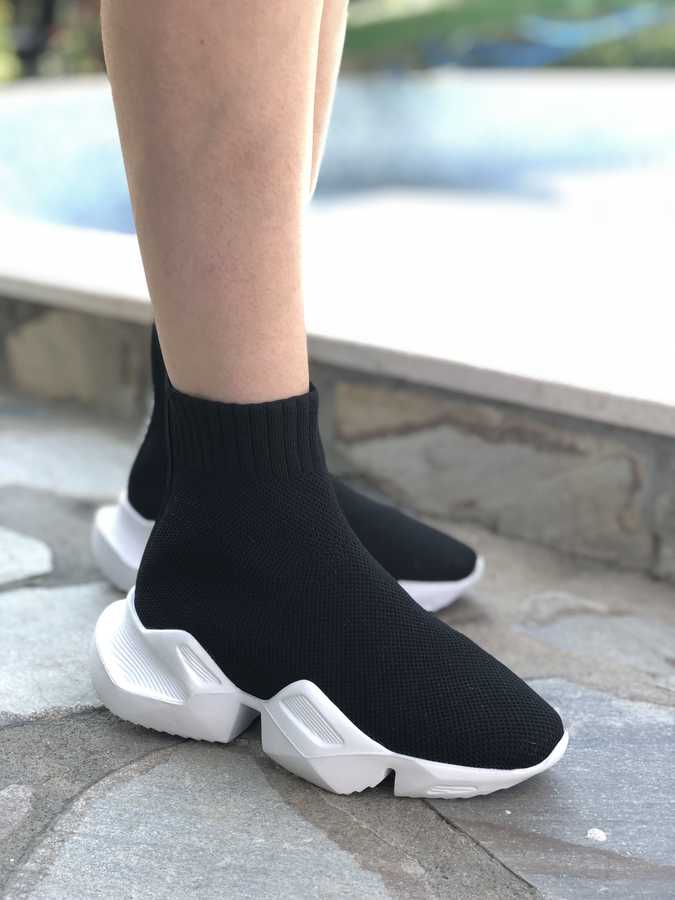 Abela Siyah Triko Yüksek Tabanlı Sneakers