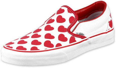 Vans Classic Slip on W shoes white/red Hearts