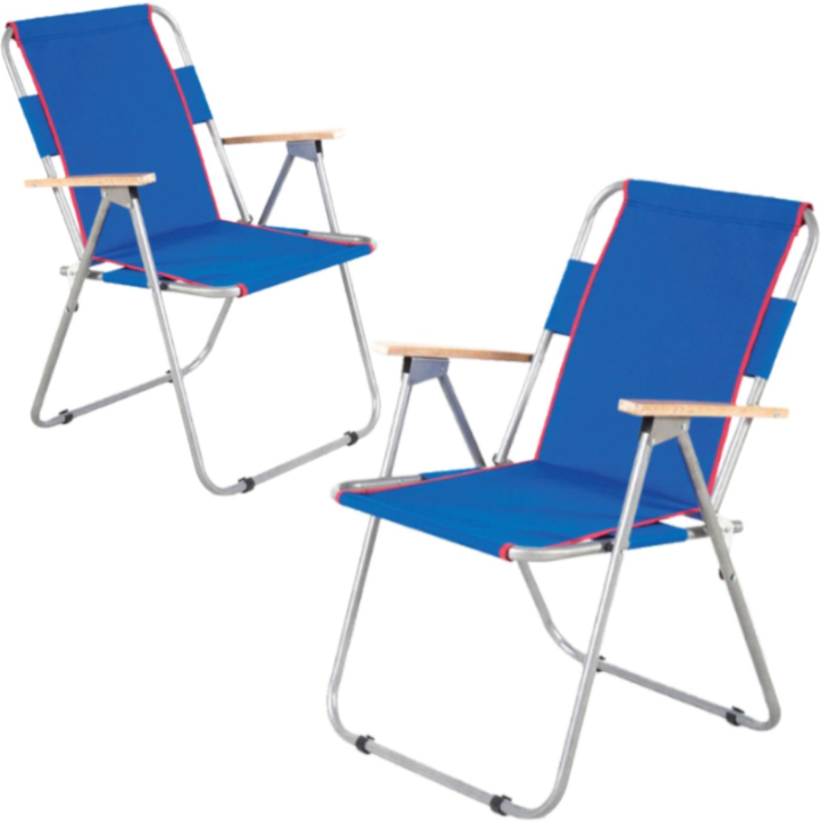 İbiza Ahşap Kollu Sandalye Katlanabilir Piknik Sandalyesi Mavi 2