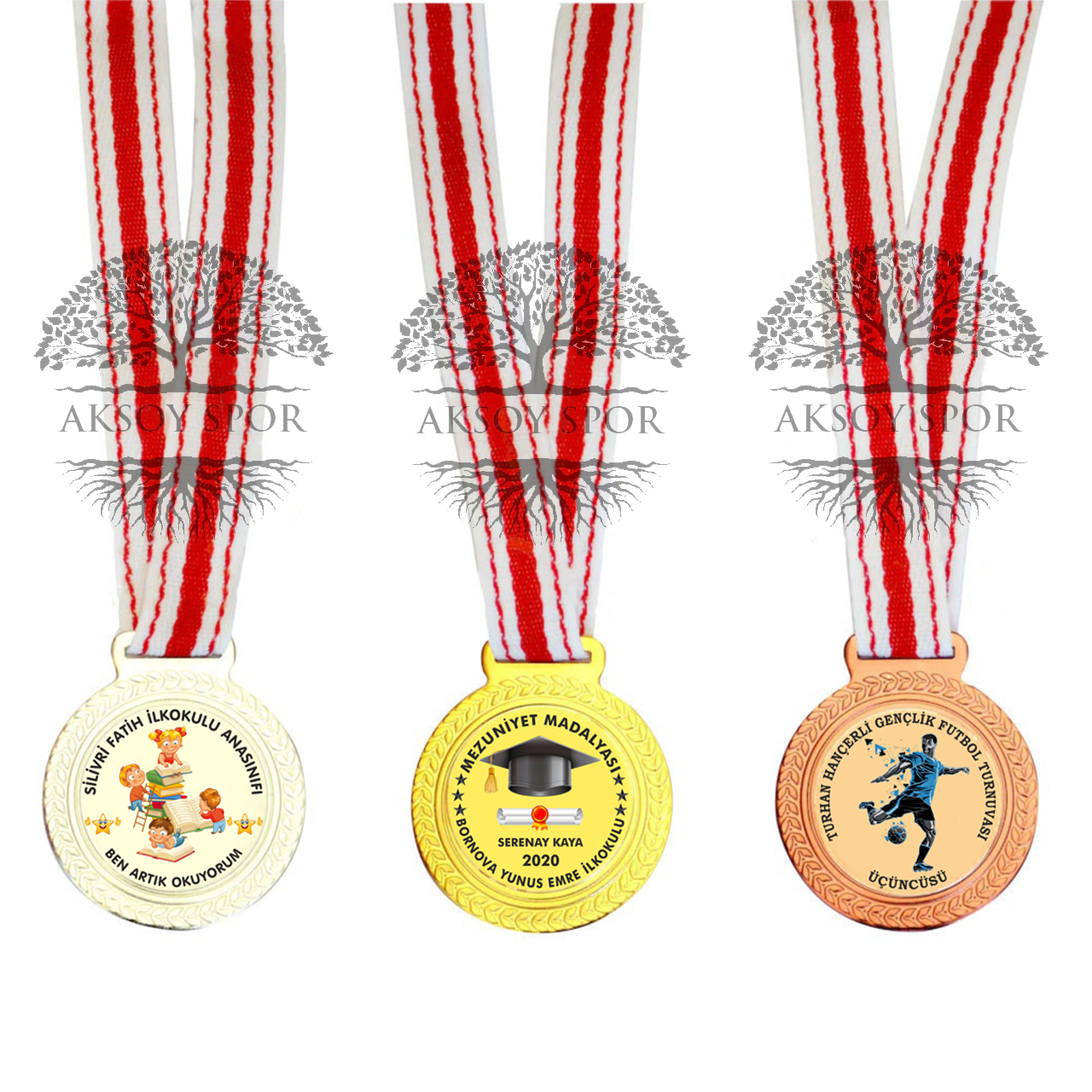 Madalya 10 Adet ve Katları - Baskılı Kurdeleli
