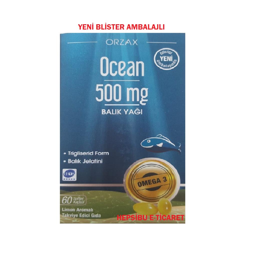Ocean Omega-3 500 Mg 60 Kapsül Yeni Ambalaj Balık Yağı Skt:02/23