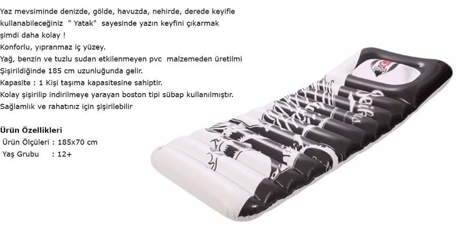 Lisansli Taraftar Besiktas Sisme Deniz Yatagi 185 X 70 Cm Bjk 100 Fiyatlari Ve Ozellikleri