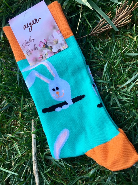 Happy Socks Tavşan Figür Resimli Desenli Kadın Çorap