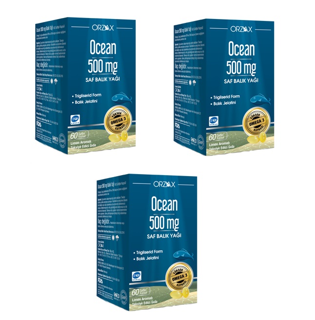 Ocean 500 MG Omega 3 Balık Yağı 60 KAPSÜL x 3 ADET