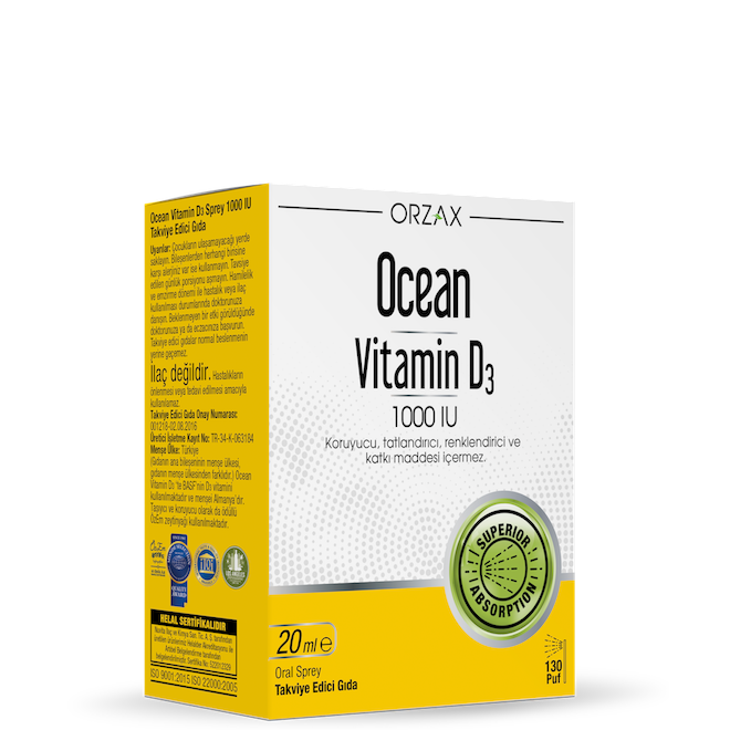 Orzax Ocean Vitamin D3 Sprey 1000 IU 20 Ml