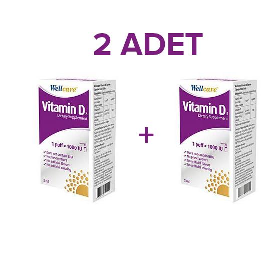 Wellcare Vitamin D3 1000 IU Sprey 2 Adet SKT 09/2021