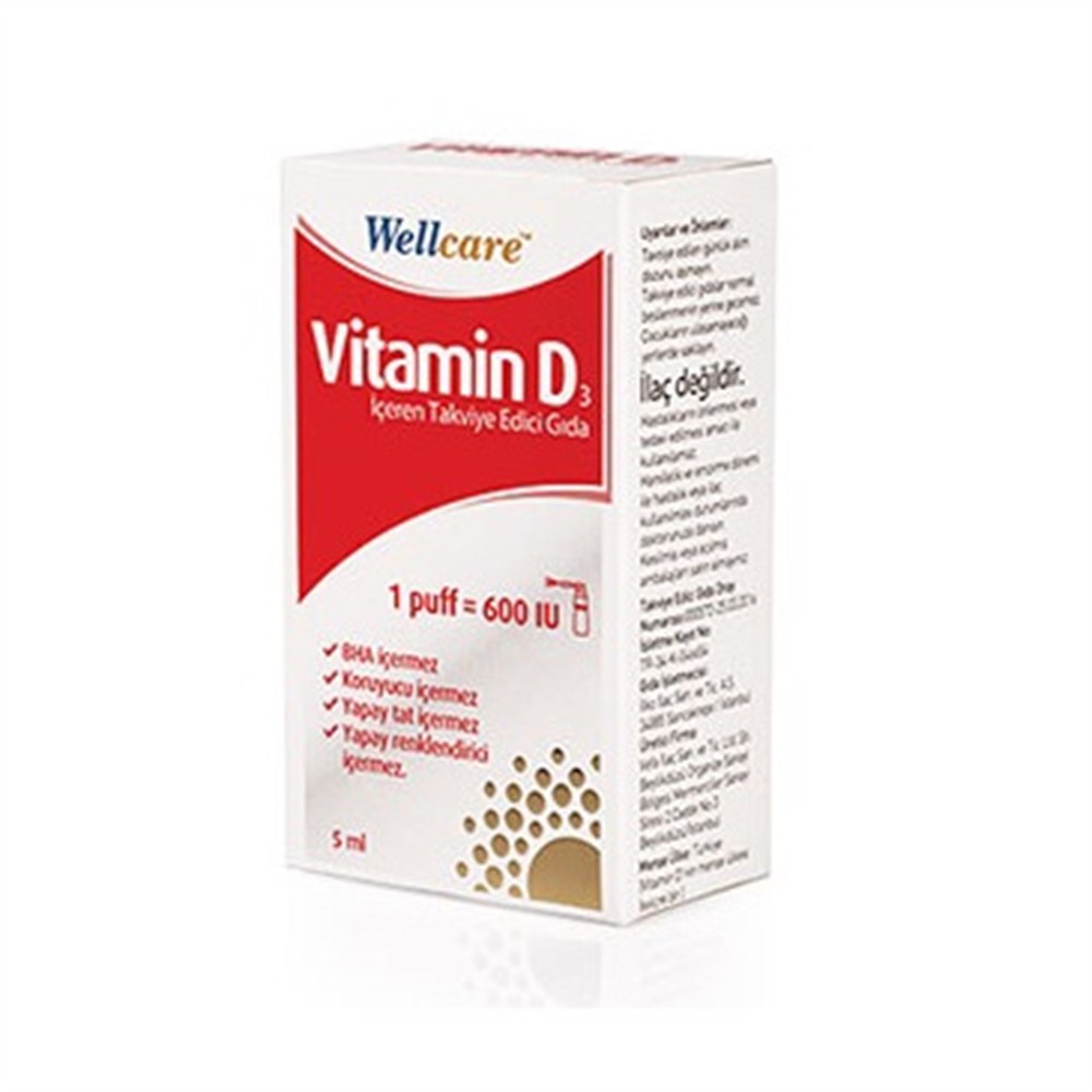Wellcare Vitamin D3 600 IU 5ml Sprey SKT04/2023